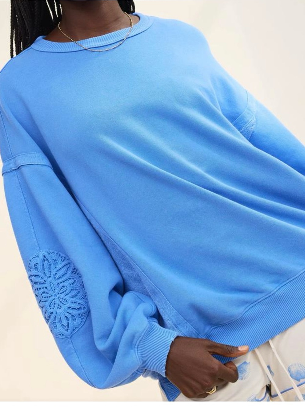 Aerie Keep It Light Crochet Crew Sweatshirt